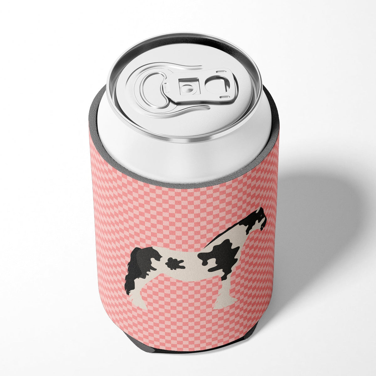 Cyldesdale Horse Pink Check Can or Bottle Hugger Cooler Sleeve for Standard 12 oz Cans, Insulated Foam Beer & Soda Can Hugger Reusable