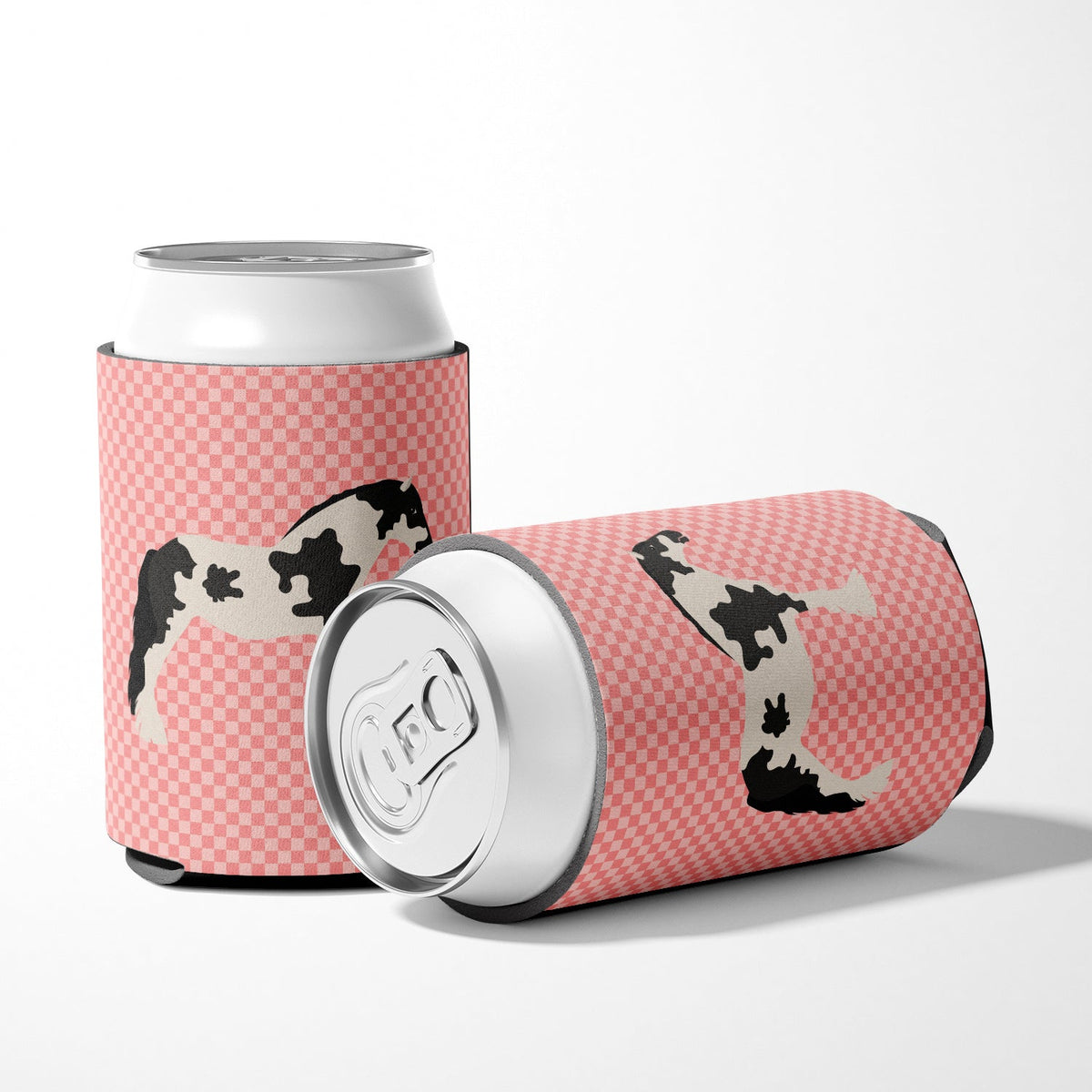 Cyldesdale Horse Pink Check Can or Bottle Hugger Cooler Sleeve for Standard 12 oz Cans, Insulated Foam Beer & Soda Can Hugger Reusable