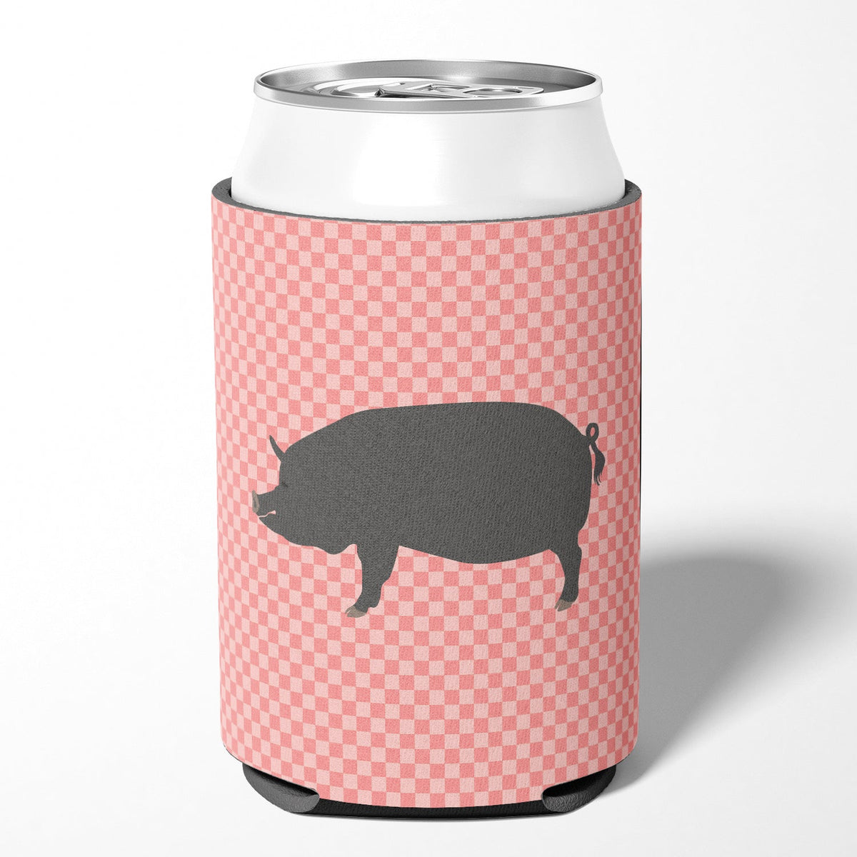 Berkshire Pig Pink Check Can or Bottle Hugger Cooler Sleeve for Standard 12 oz Cans, Insulated Foam Beer & Soda Can Hugger Reusable