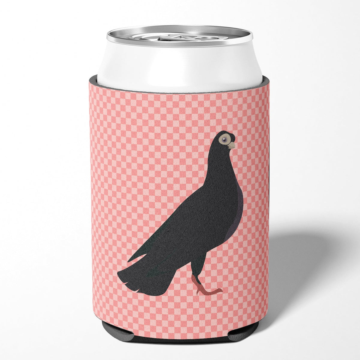 Budapest Highflyer Pigeon Pink Check Can or Bottle Hugger Cooler Sleeve for Standard 12 oz Cans, Insulated Foam Beer & Soda Can Hugger Reusable