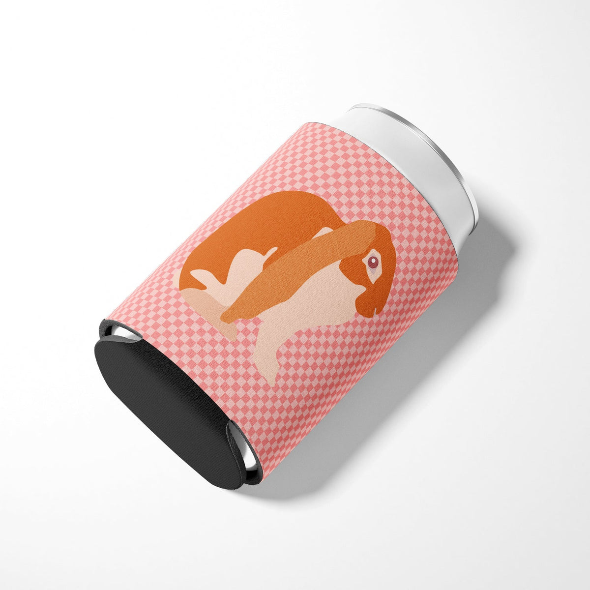 English Lop Rabbit Pink Check Can or Bottle Hugger Cooler Sleeve for Standard 12 oz Cans, Insulated Foam Beer & Soda Can Hugger Reusable