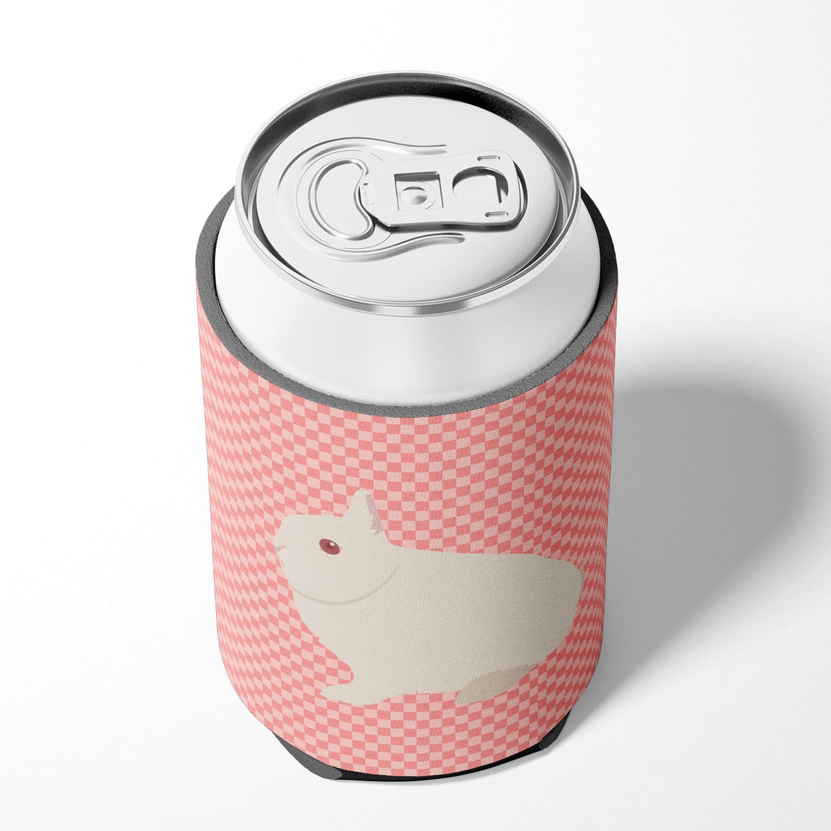 Hermelin Rabbit Pink Check Can or Bottle Hugger Cooler Sleeve for Standard 12 oz Cans, Insulated Foam Beer & Soda Can Hugger Reusable