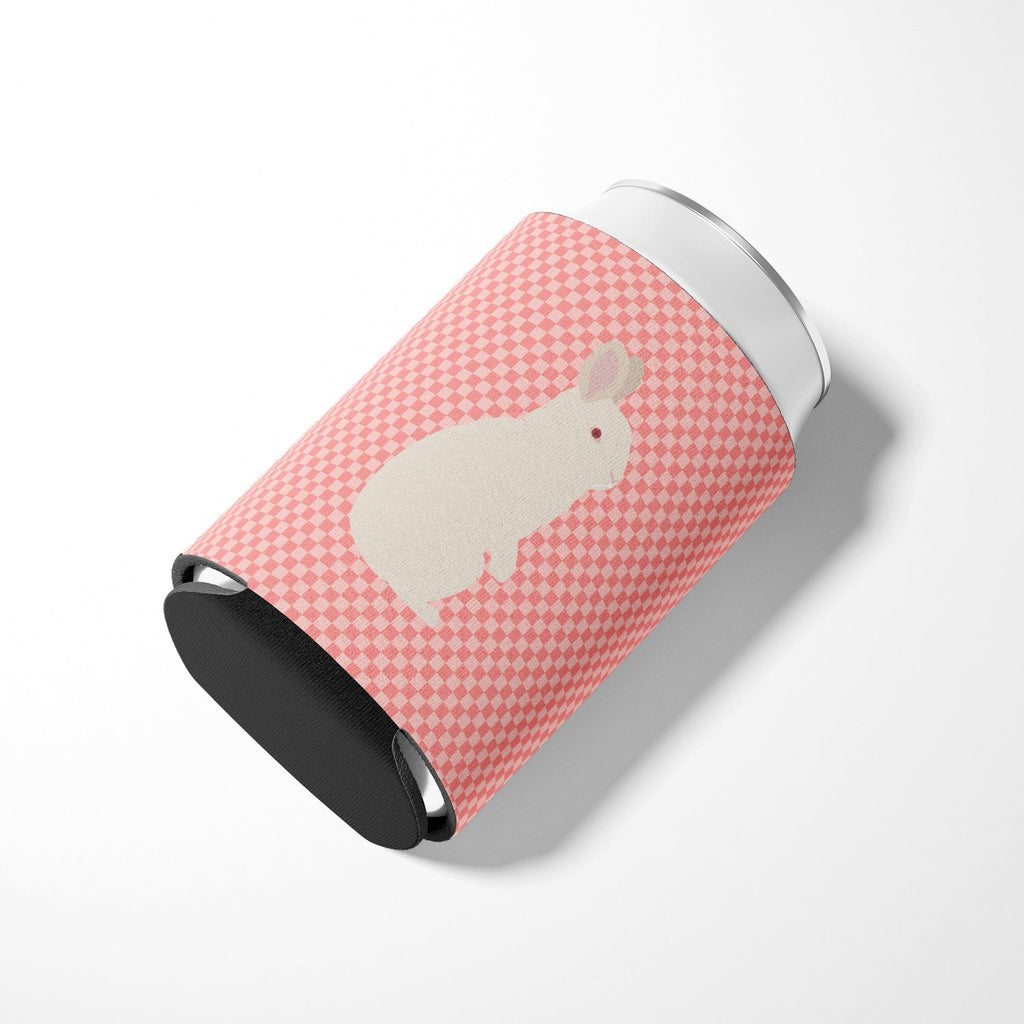 New Zealand White Rabbit Pink Check Can or Bottle Hugger Cooler Sleeve for Standard 12 oz Cans, Insulated Foam Beer & Soda Can Hugger Reusable