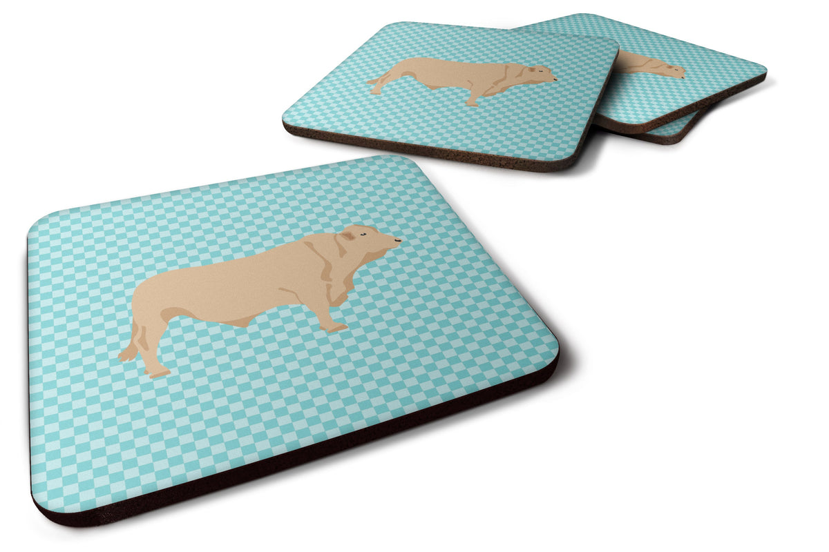 Charolais Cow Blue Check Foam Coasters Set of 4 Cup Coasters for Indoor Outdoor, Tabletop Protection, Anti Slip, Mouse pad Material
