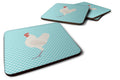 German Langshan Chicken Blue Check Foam Coasters Set of 4 Cup Coasters for Indoor Outdoor, Tabletop Protection, Anti Slip, Mouse pad Material