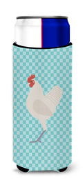 German Langshan Chicken Blue Check Slim Can Hugger , Insulated Foam Hugger for 12 oz Slim Cans, Beer Bottles & Water Bottles, Printed in USA