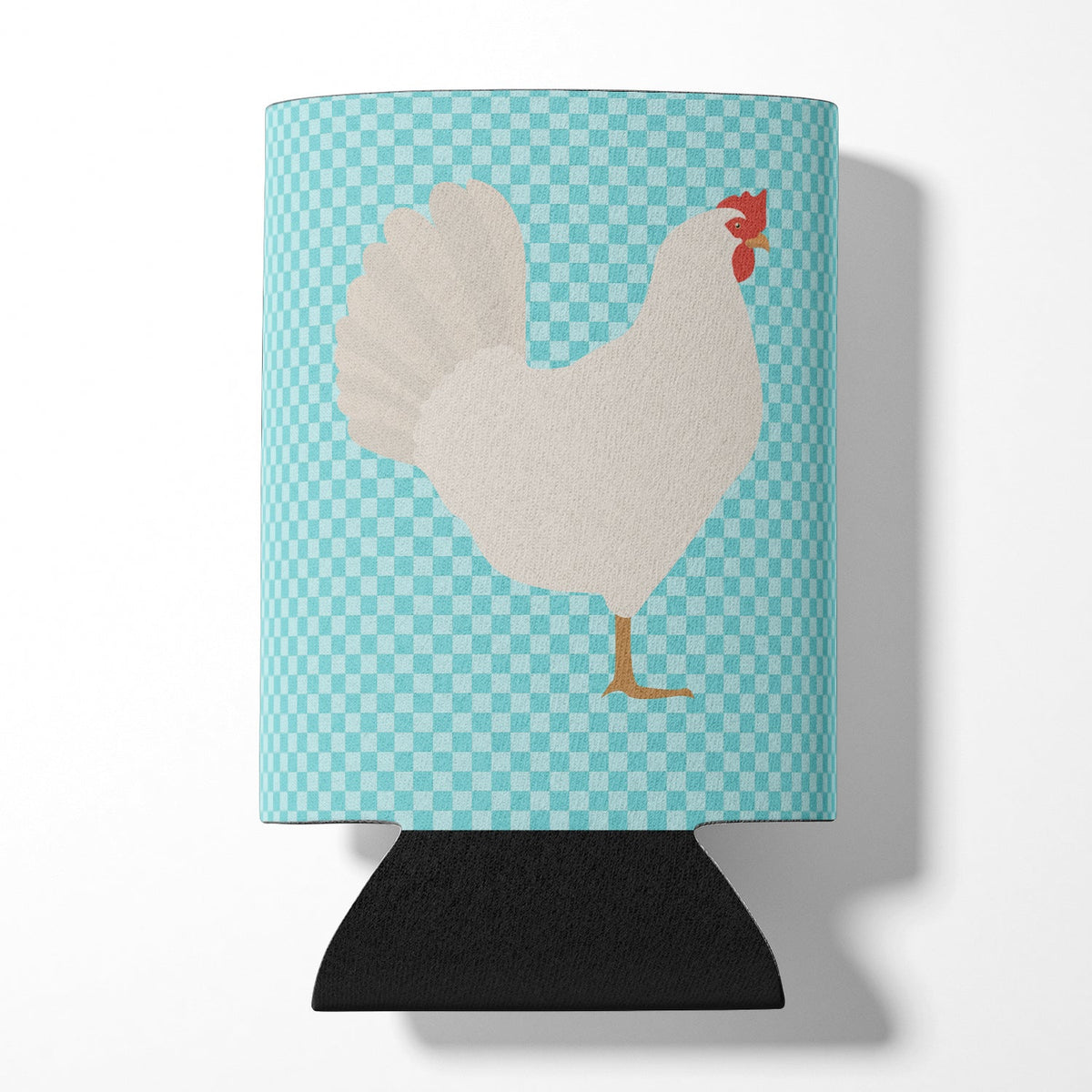 Leghorn Chicken Blue Check Can or Bottle Hugger Cooler Sleeve for Standard 12 oz Cans, Insulated Foam Beer & Soda Can Hugger Reusable