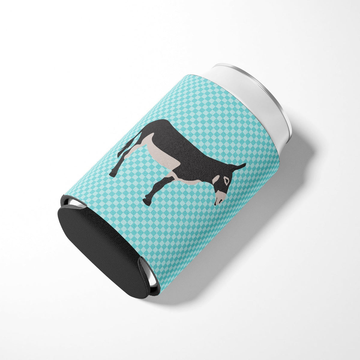 American Mammoth Jack Donkey Blue Check Can or Bottle Hugger Cooler Sleeve for Standard 12 oz Cans, Insulated Foam Beer & Soda Can Hugger Reusable