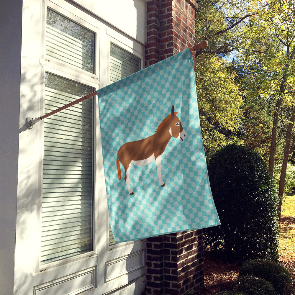 Miniature Mediterranian Donkey Blue Check House Flag 28x40 Porch Sleeve Pole Decorative Outside Yard Banner Artwork Wall Hanging, Polyester