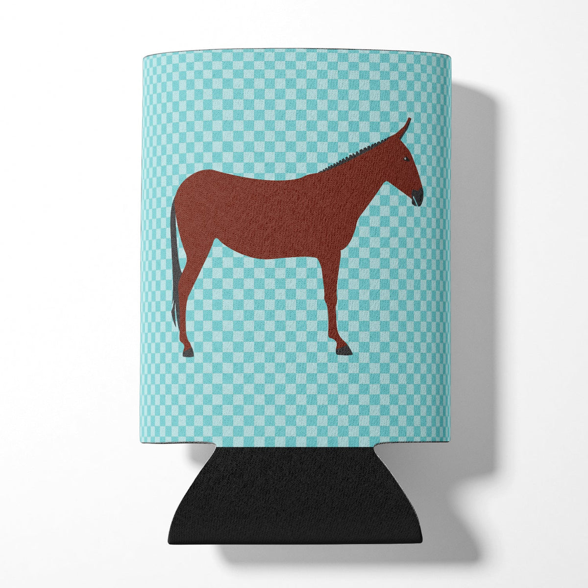 Hinny Horse Donkey Blue Check Can or Bottle Hugger Cooler Sleeve for Standard 12 oz Cans, Insulated Foam Beer & Soda Can Hugger Reusable