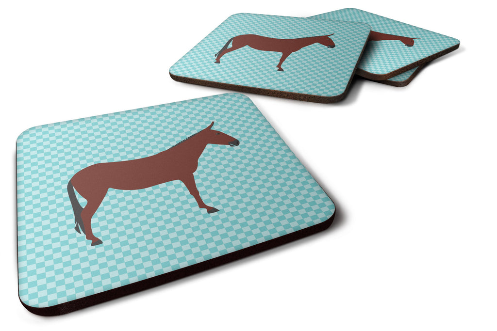 Hinny Horse Donkey Blue Check Foam Coasters Set of 4 Cup Coasters for Indoor Outdoor, Tabletop Protection, Anti Slip, Mouse pad Material