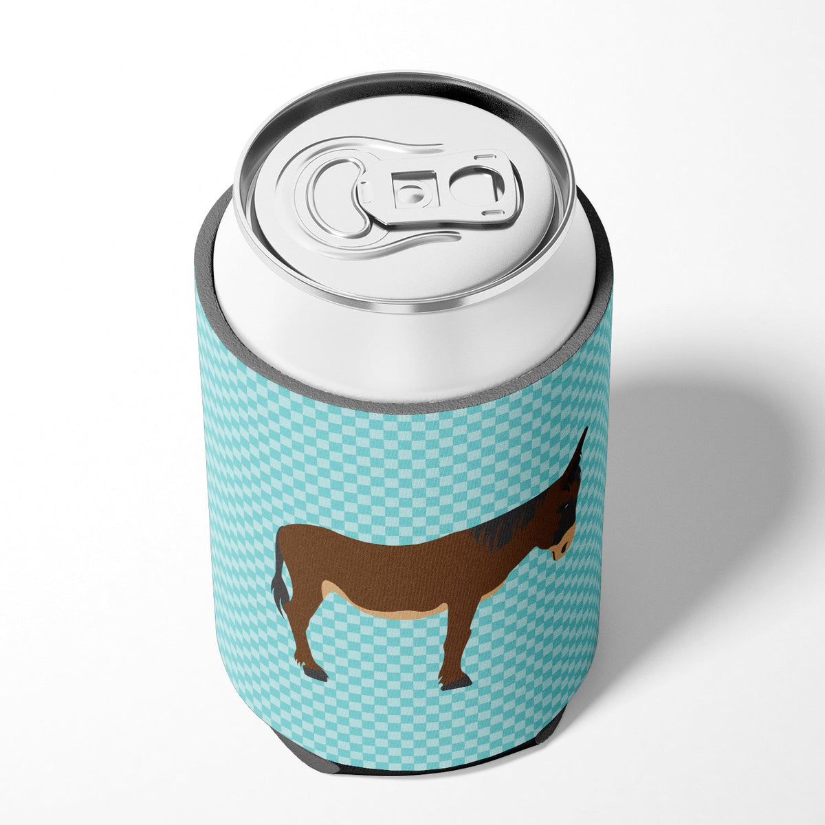 Zamorano-Leones Donkey Blue Check Can or Bottle Hugger Cooler Sleeve for Standard 12 oz Cans, Insulated Foam Beer & Soda Can Hugger Reusable