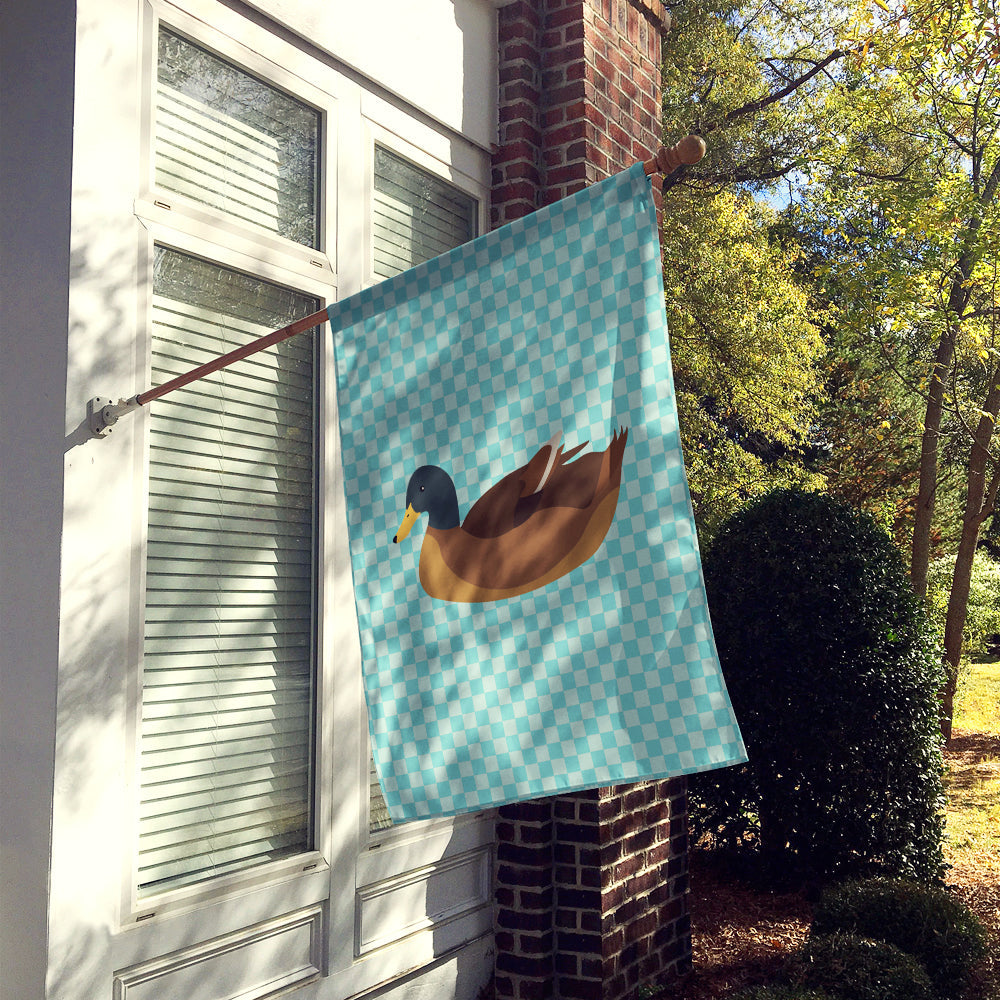 Khaki Campbell Duck Blue Check House Flag 28x40 Porch Sleeve Pole Decorative Outside Yard Banner Artwork Wall Hanging, Polyester