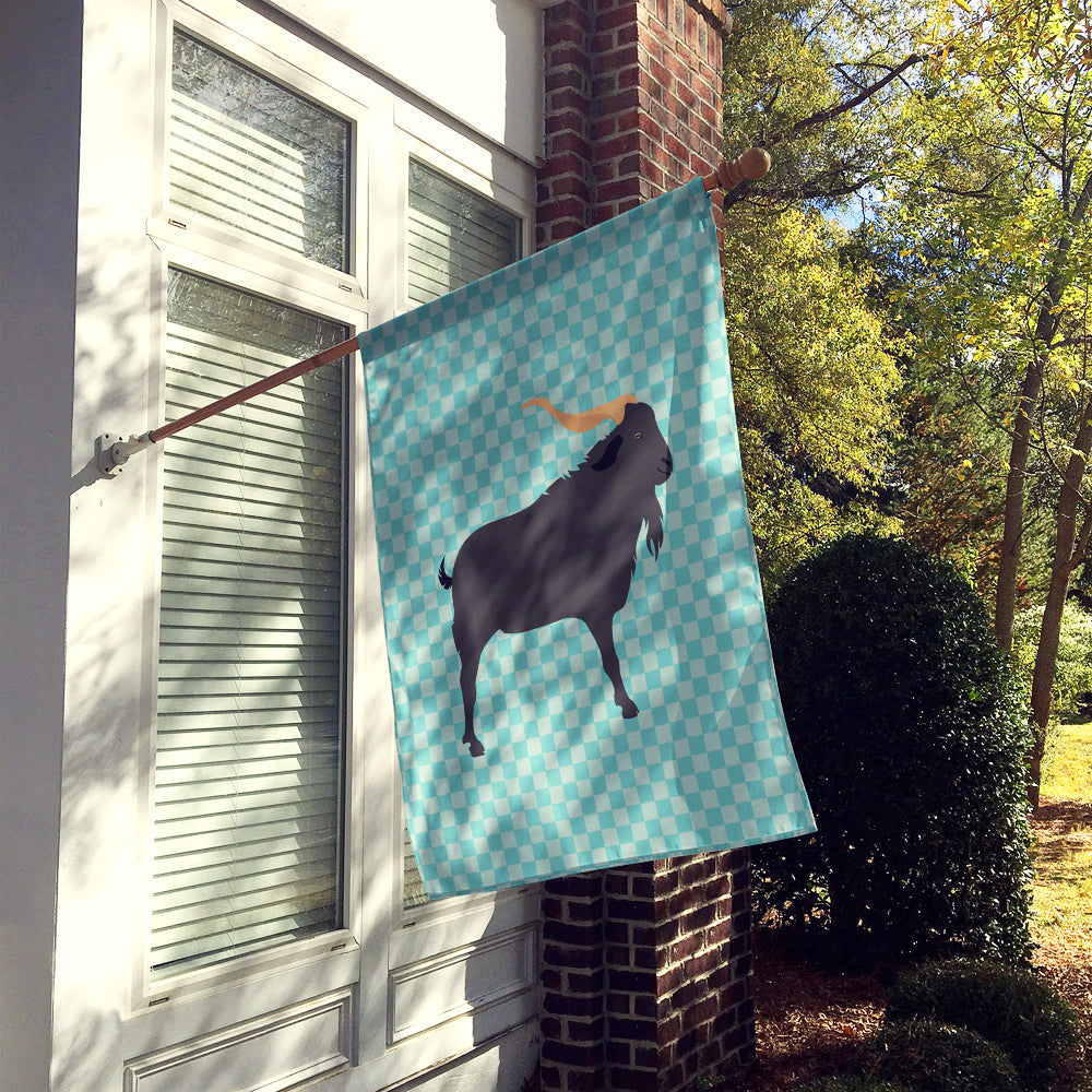 Verata Goat Blue Check House Flag 28x40 Porch Sleeve Pole Decorative Outside Yard Banner Artwork Wall Hanging, Polyester