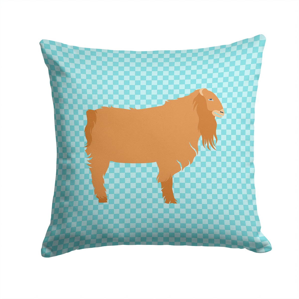 American Lamancha Goat Blue Check Decorative Throw Pillow 14x14 Indoor Outdoor Accent Cushion, Fabric Cover with Insert for Sofa, Bed, Porch & Living Room