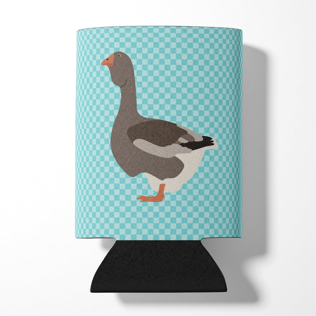 Toulouse Goose Blue Check Can or Bottle Hugger Cooler Sleeve for Standard 12 oz Cans, Insulated Foam Beer & Soda Can Hugger Reusable