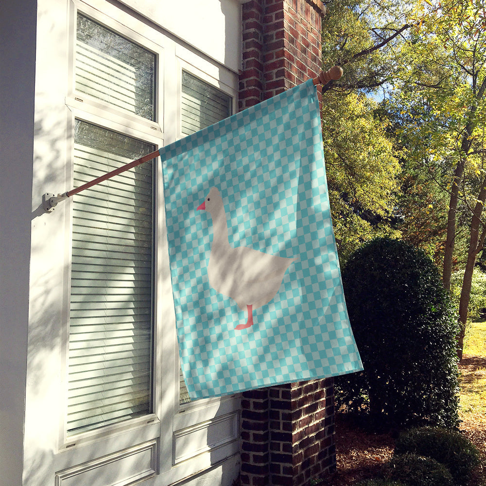 Roman Goose Blue Check House Flag 28x40 Porch Sleeve Pole Decorative Outside Yard Banner Artwork Wall Hanging, Polyester