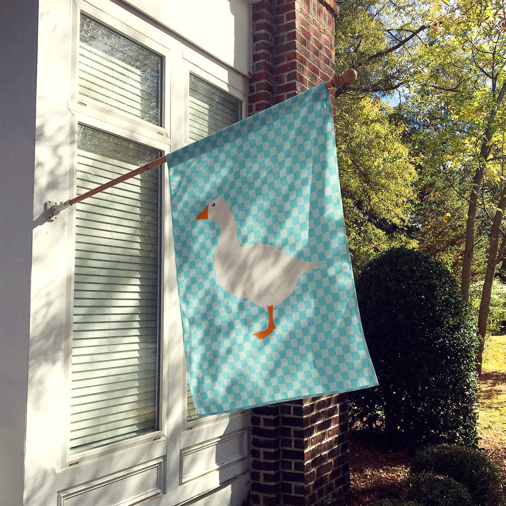 Shire Horse Blue Check House Flag 28x40 Porch Sleeve Pole Decorative Outside Yard Banner Artwork Wall Hanging, Polyester