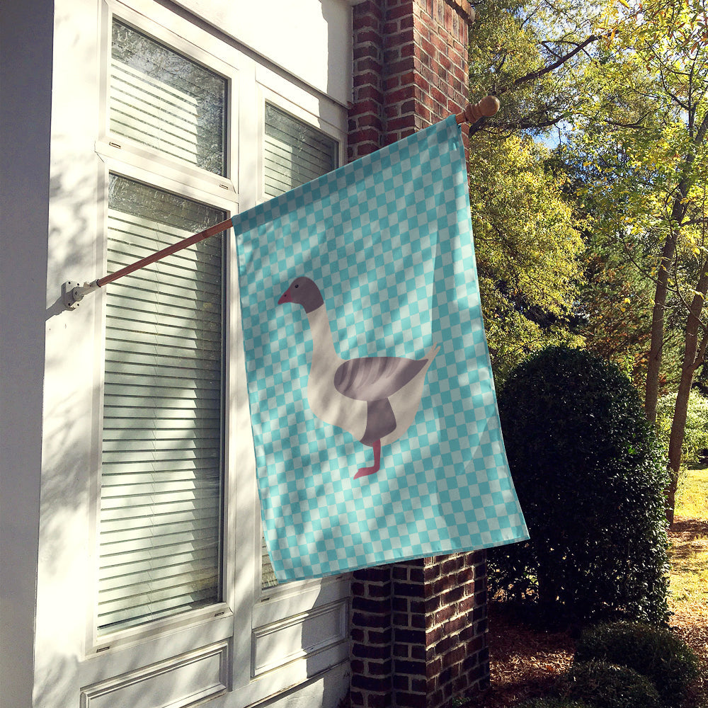 Buff Grey Back Goose Blue Check House Flag 28x40 Porch Sleeve Pole Decorative Outside Yard Banner Artwork Wall Hanging, Polyester