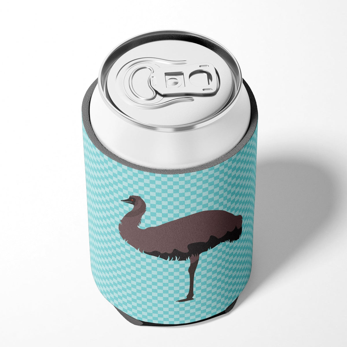 Emu Blue Check Can or Bottle Hugger Cooler Sleeve for Standard 12 oz Cans, Insulated Foam Beer & Soda Can Hugger Reusable