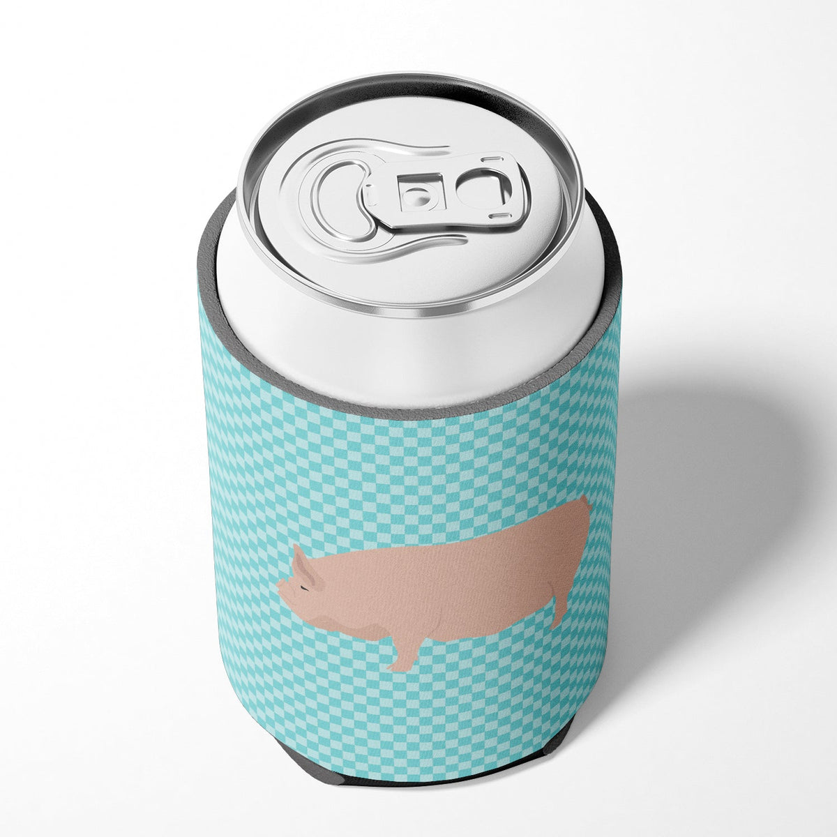 Welsh Pig Blue Check Can or Bottle Hugger Cooler Sleeve for Standard 12 oz Cans, Insulated Foam Beer & Soda Can Hugger Reusable