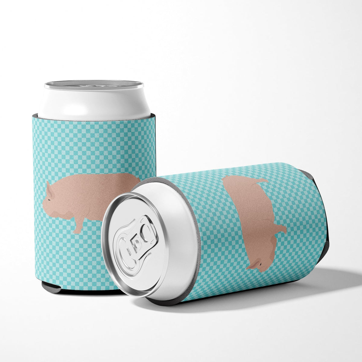 Welsh Pig Blue Check Can or Bottle Hugger Cooler Sleeve for Standard 12 oz Cans, Insulated Foam Beer & Soda Can Hugger Reusable