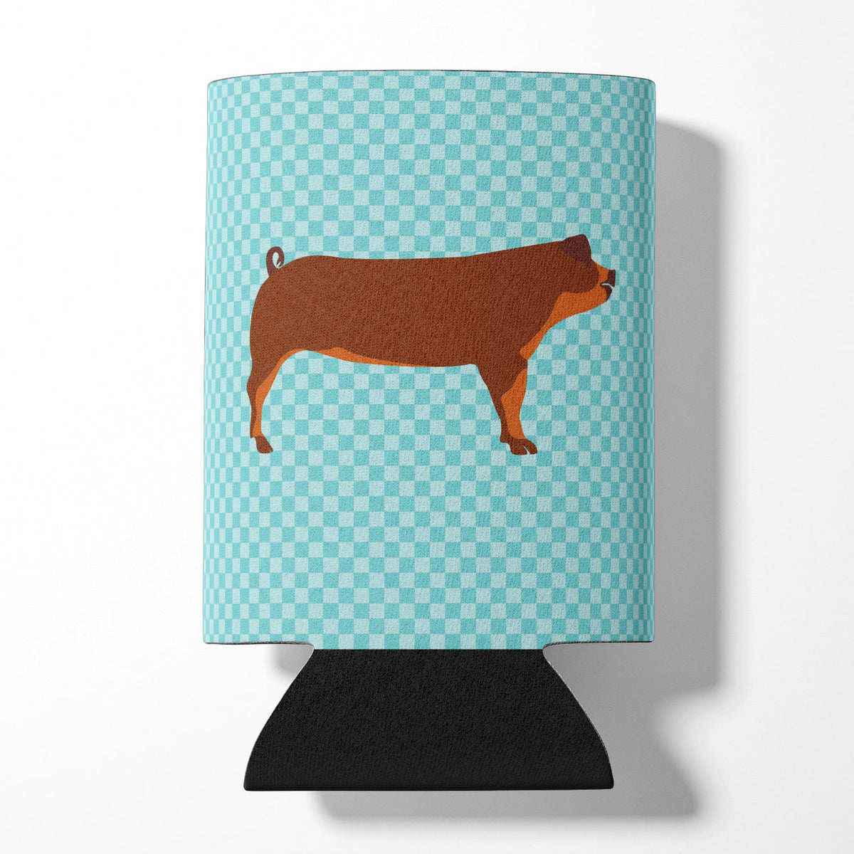 Duroc Pig Blue Check Can or Bottle Hugger Cooler Sleeve for Standard 12 oz Cans, Insulated Foam Beer & Soda Can Hugger Reusable