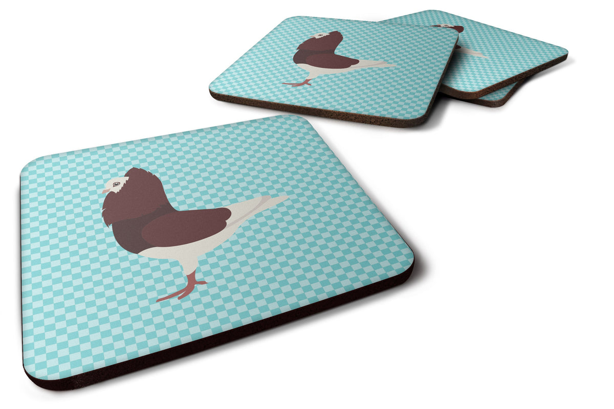 Capuchin Red Pigeon Blue Check Foam Coasters Set of 4 Cup Coasters for Indoor Outdoor, Tabletop Protection, Anti Slip, Mouse pad Material