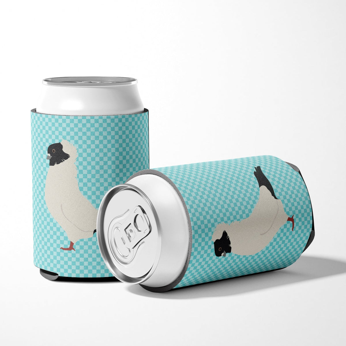 Nun Pigeon Blue Check Can or Bottle Hugger Cooler Sleeve for Standard 12 oz Cans, Insulated Foam Beer & Soda Can Hugger Reusable