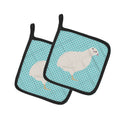 Texas Quail Blue Check Pot Holder Set of 2 Heat Resistant Quilted Hot Pads 7.5 x 7.5 Inch, Insulated Kitchen Trivets for Cooking & Baking