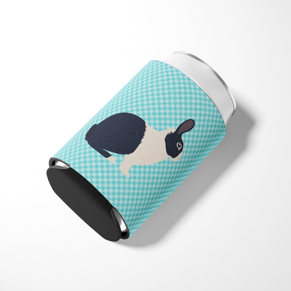 Dutch Rabbit Blue Check Can or Bottle Hugger Cooler Sleeve for Standard 12 oz Cans, Insulated Foam Beer & Soda Can Hugger Reusable