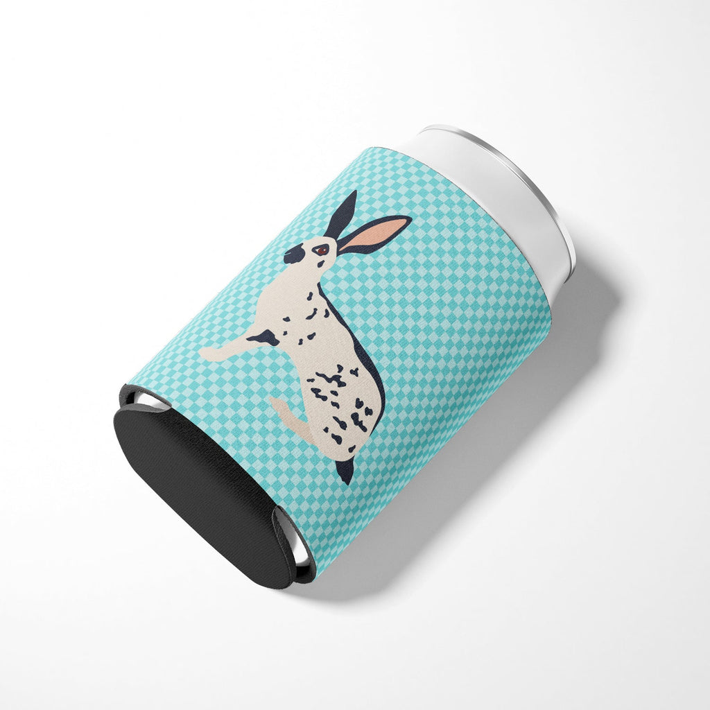 English Spot Rabbit Blue Check Can or Bottle Hugger Cooler Sleeve for Standard 12 oz Cans, Insulated Foam Beer & Soda Can Hugger Reusable