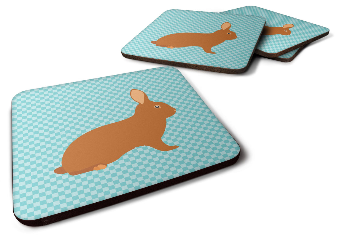 Rex Rabbit Blue Check Foam Coasters Set of 4 Cup Coasters for Indoor Outdoor, Tabletop Protection, Anti Slip, Mouse pad Material
