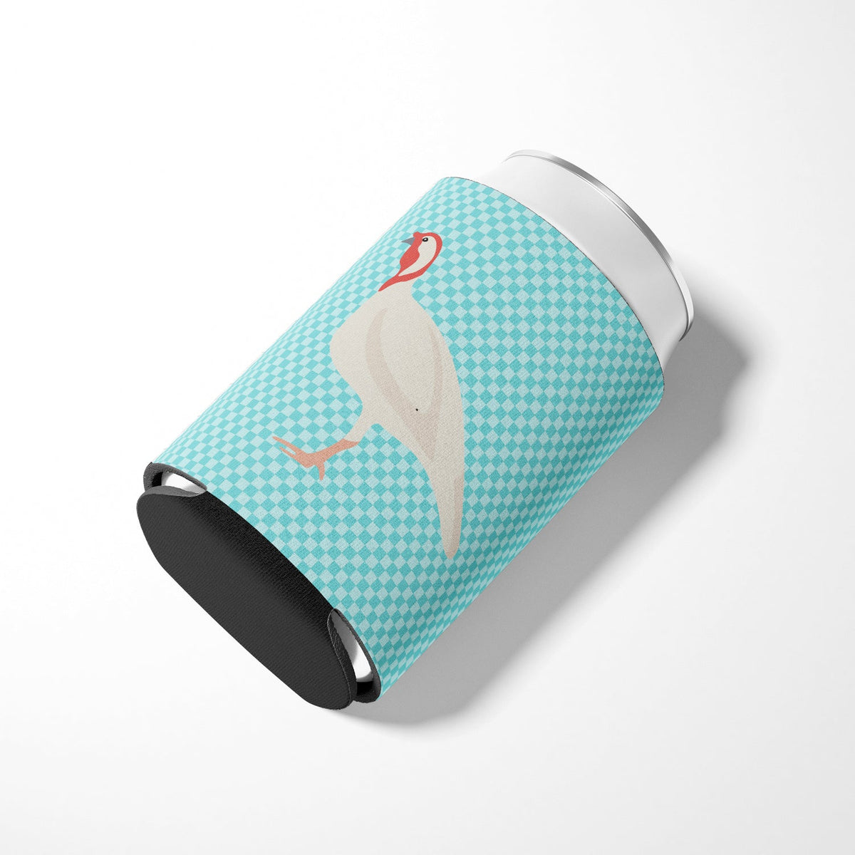 Beltsville Small White Turkey Hen Blue Check Can or Bottle Hugger Cooler Sleeve for Standard 12 oz Cans, Insulated Foam Beer & Soda Can Hugger Reusable
