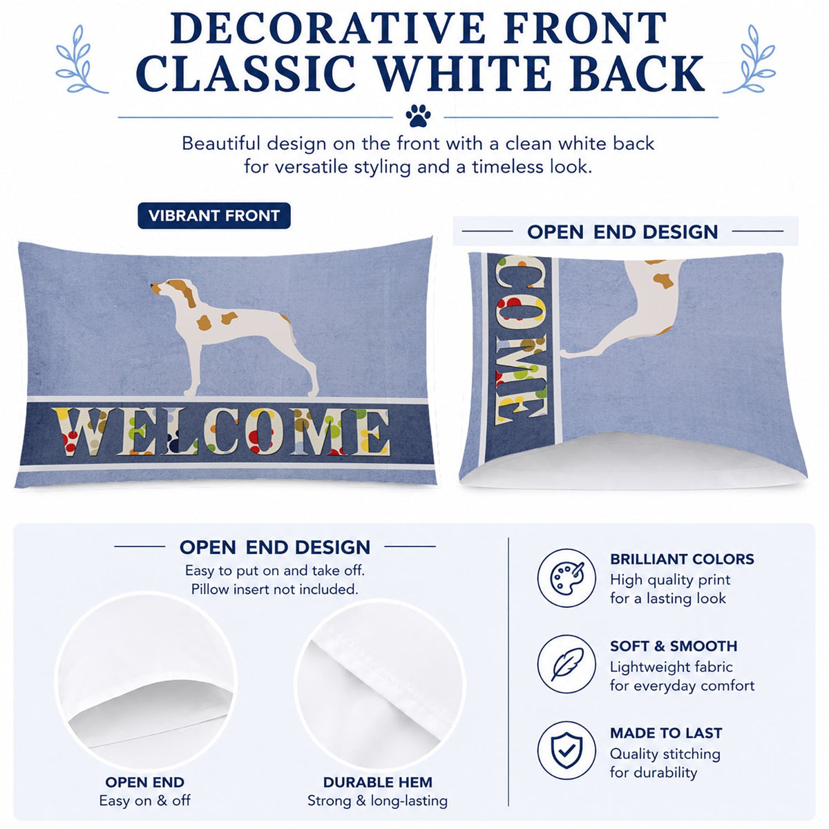 Ariege Pointer Welcome Standard Pillowcase Lightweight Super Soft Easy Care Decorative Artwork Pillowcase, Standard