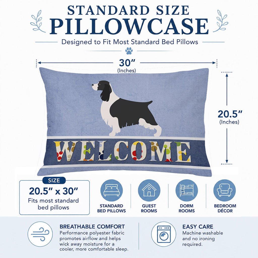English Springer Spaniel Welcome Standard Pillowcase Lightweight Super Soft Easy Care Decorative Artwork Pillowcase, Standard