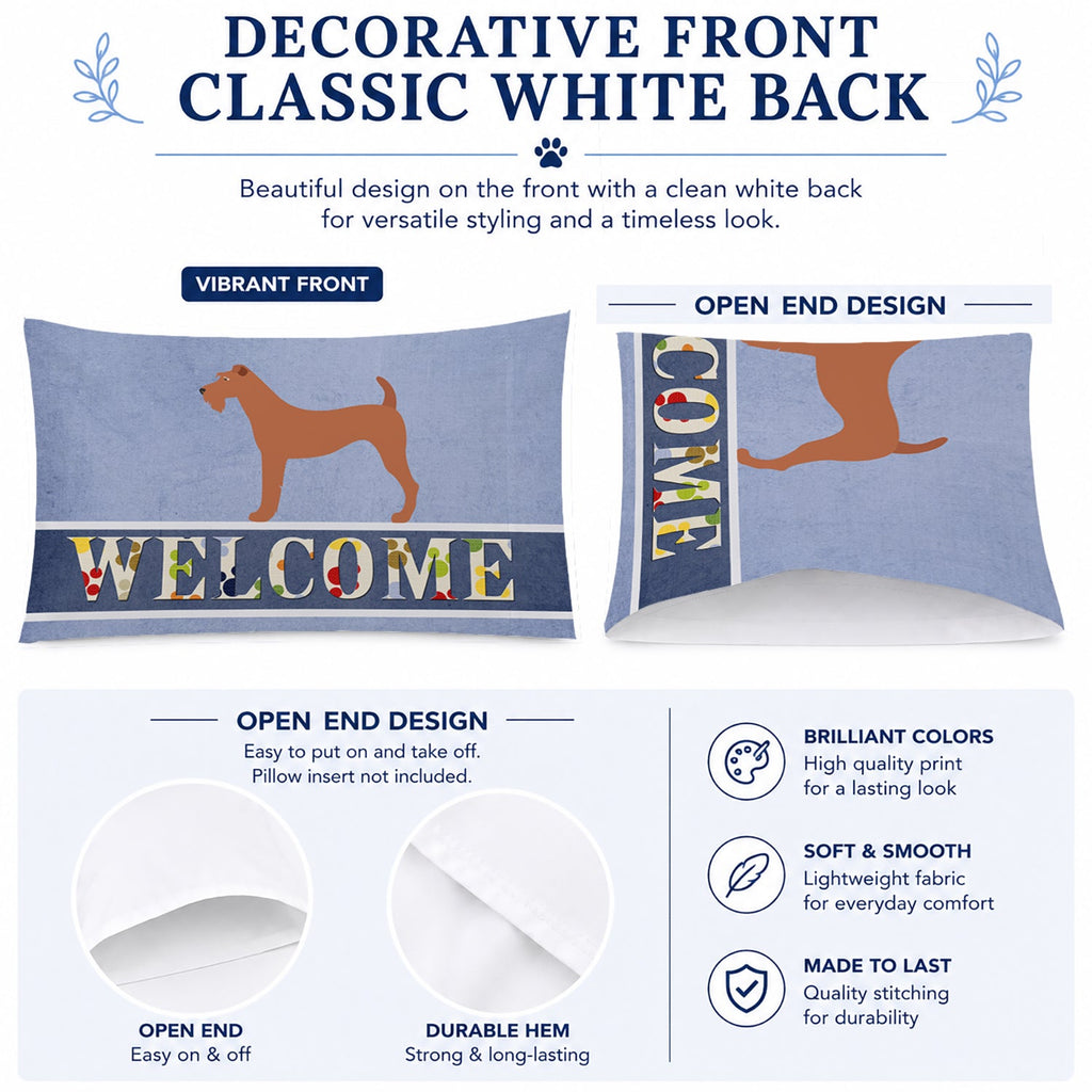 Irish Terrier Welcome Standard Pillowcase Lightweight Super Soft Easy Care Decorative Artwork Pillowcase, Standard