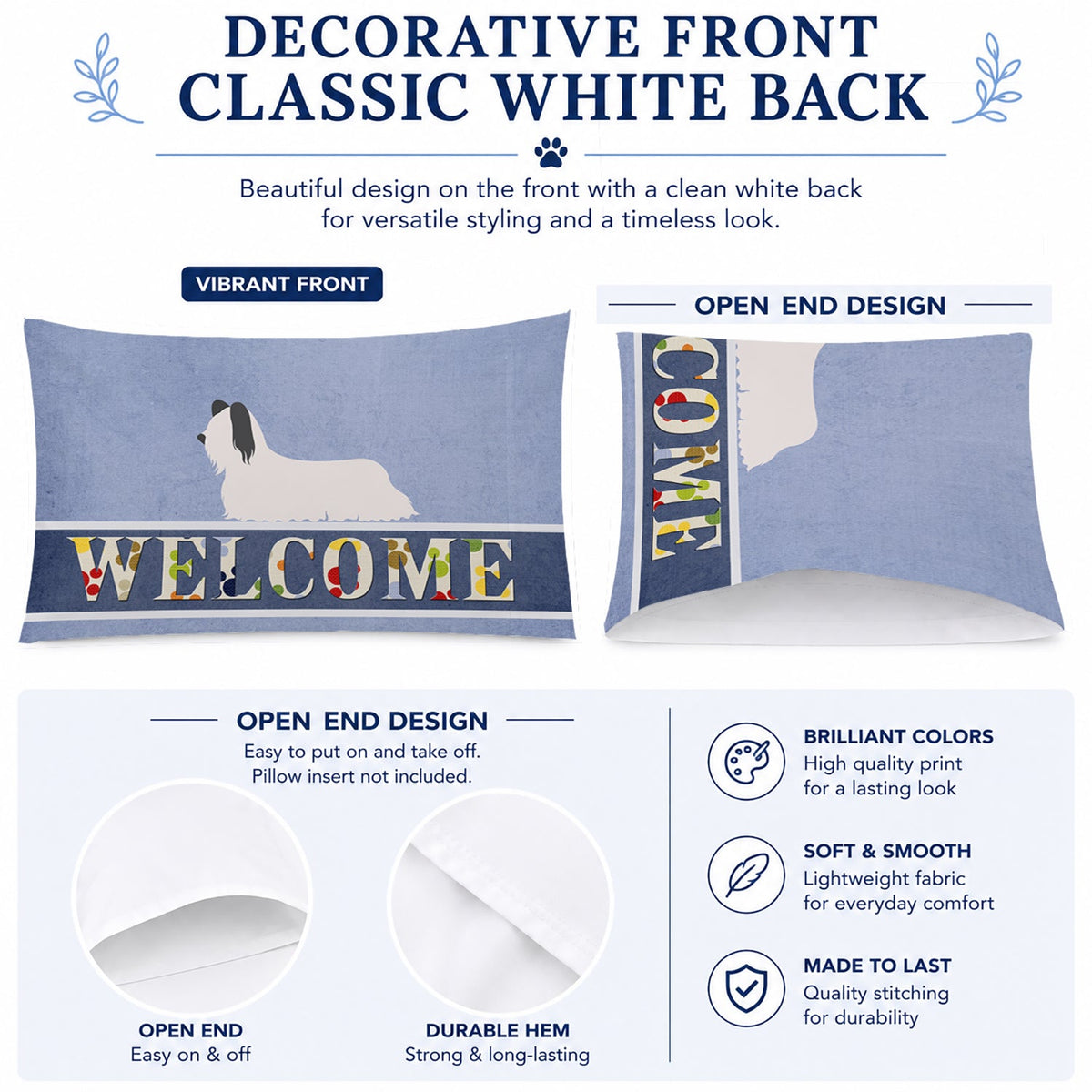 Skye Terrier Welcome Standard Pillowcase Lightweight Super Soft Easy Care Decorative Artwork Pillowcase, Standard