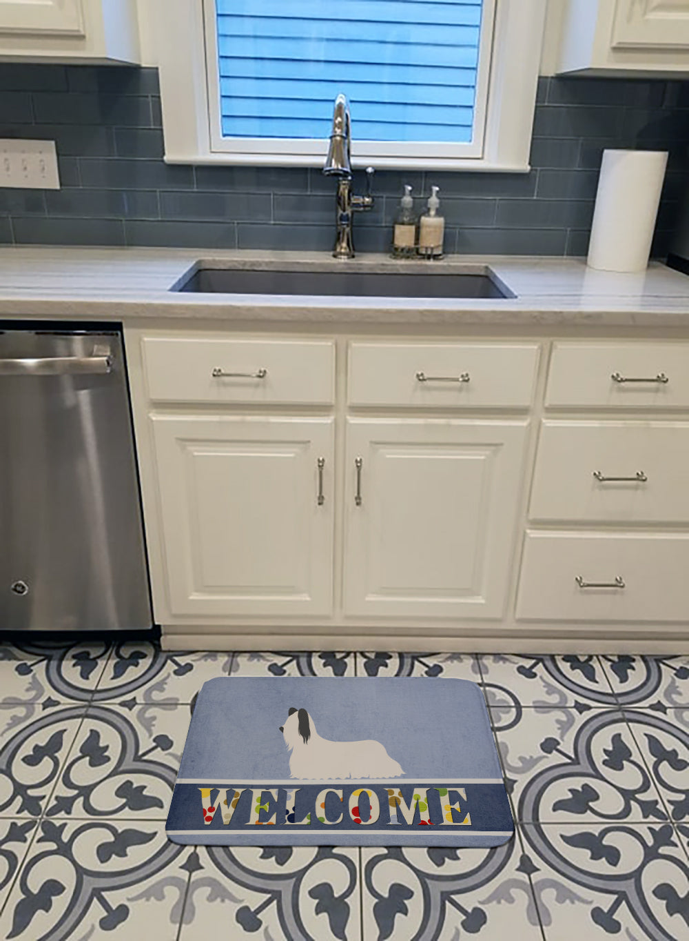 Skye Terrier Welcome Memory Foam Kitchen Mat Machine Washable Anti-Fatigue Cushion Comfort Bath or Kitchen Rug