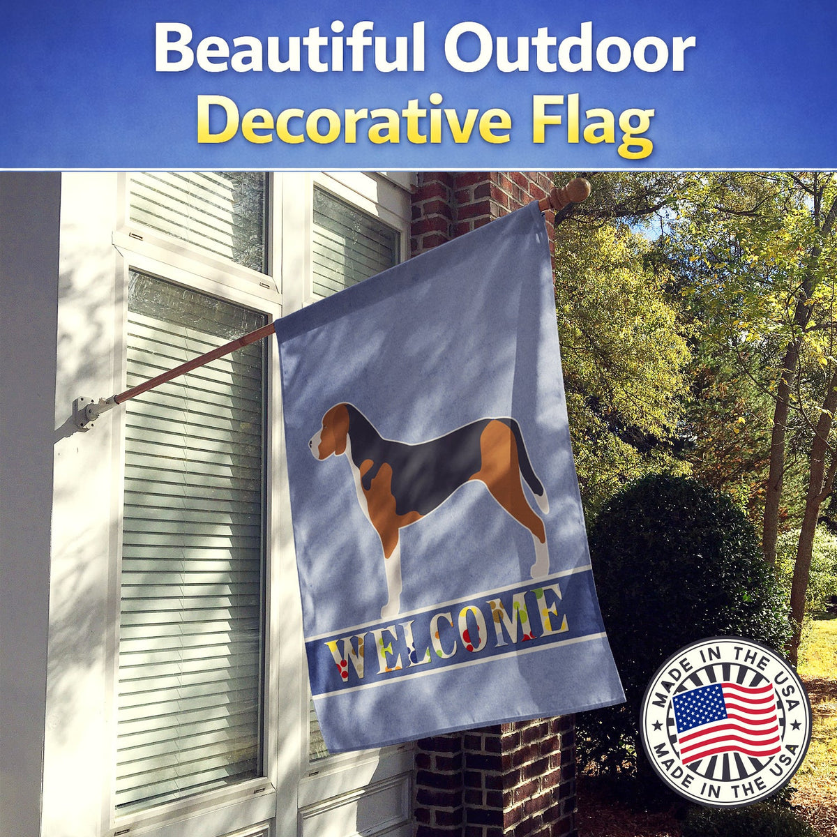 Hamiltonstövare Welcome House Flag 28x40 Porch Sleeve Pole Decorative Outside Yard Banner Artwork Wall Hanging, Polyester