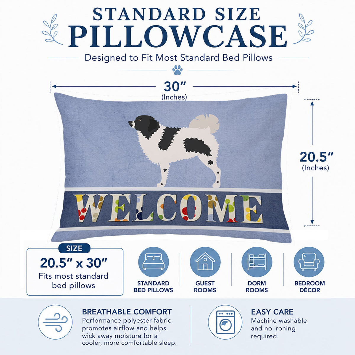 Wetterhoun Frisian Water Dog Standard Pillowcase Lightweight Super Soft Easy Care Decorative Artwork Pillowcase, Standard