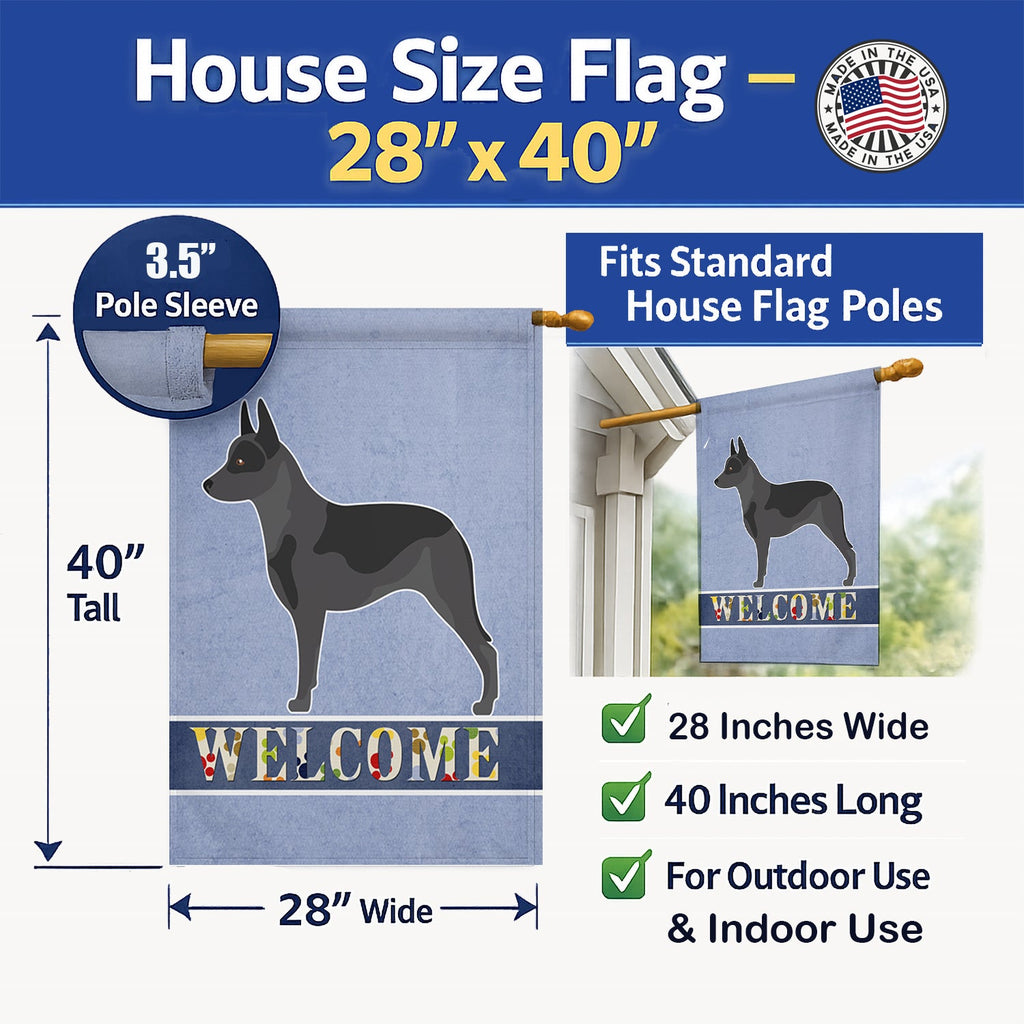 Australian Cattle Dog Welcome House Flag 28x40 Porch Sleeve Pole Decorative Outside Yard Banner Artwork Wall Hanging, Polyester
