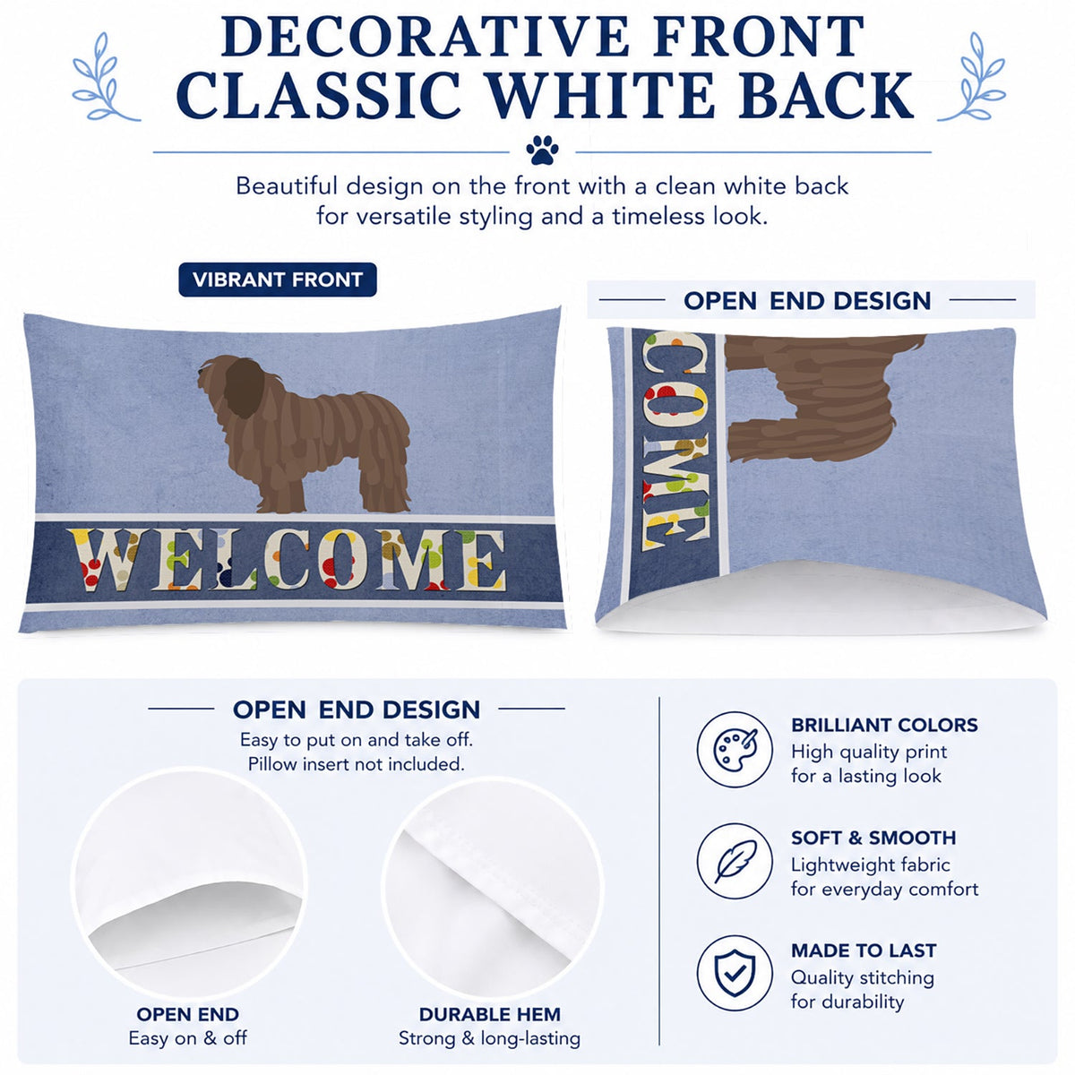 Bergamasco Shepherd Welcome Standard Pillowcase Lightweight Super Soft Easy Care Decorative Artwork Pillowcase, Standard