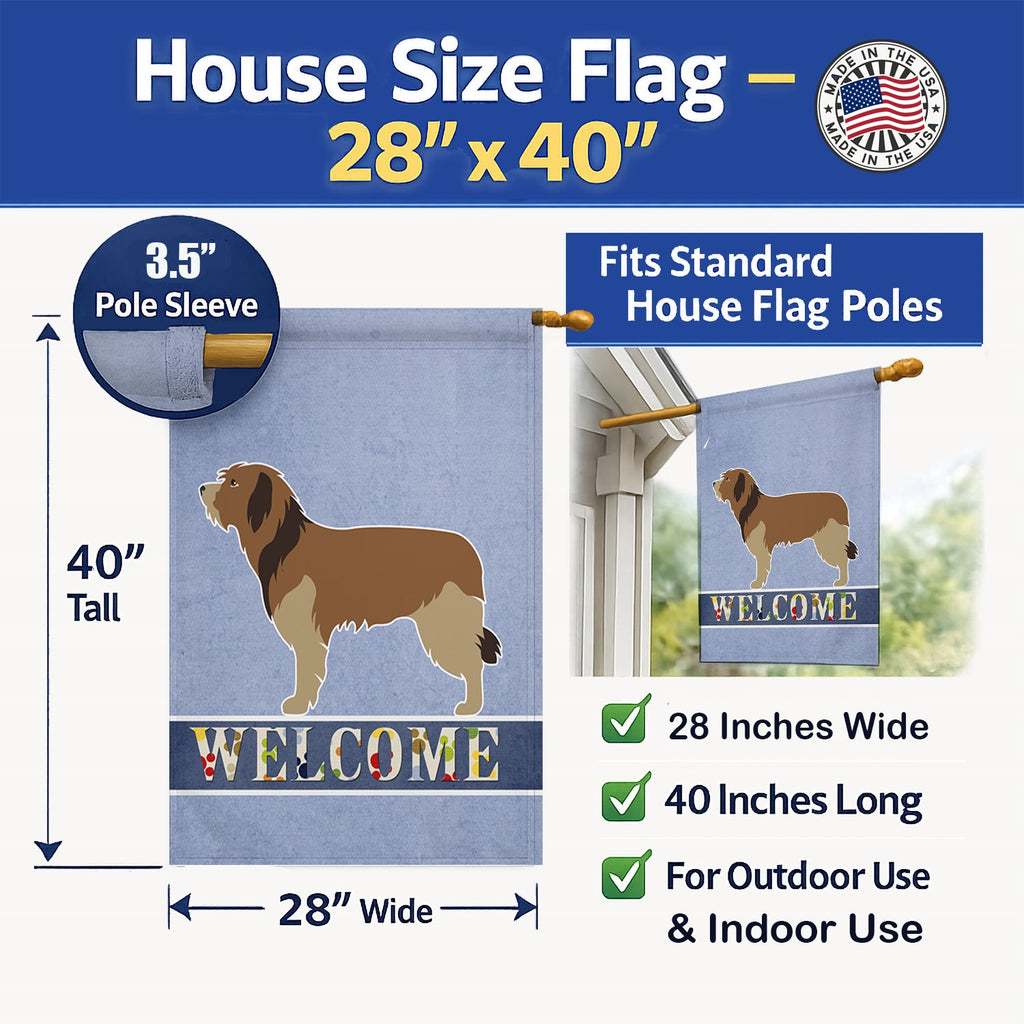 Catalan Sheepdog Welcome House Flag 28x40 Porch Sleeve Pole Decorative Outside Yard Banner Artwork Wall Hanging, Polyester