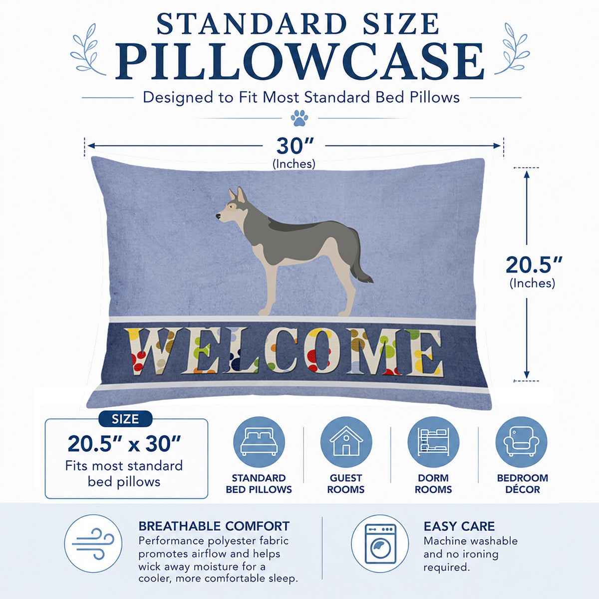 Saarloos Wolfdog Welcome Standard Pillowcase Lightweight Super Soft Easy Care Decorative Artwork Pillowcase, Standard