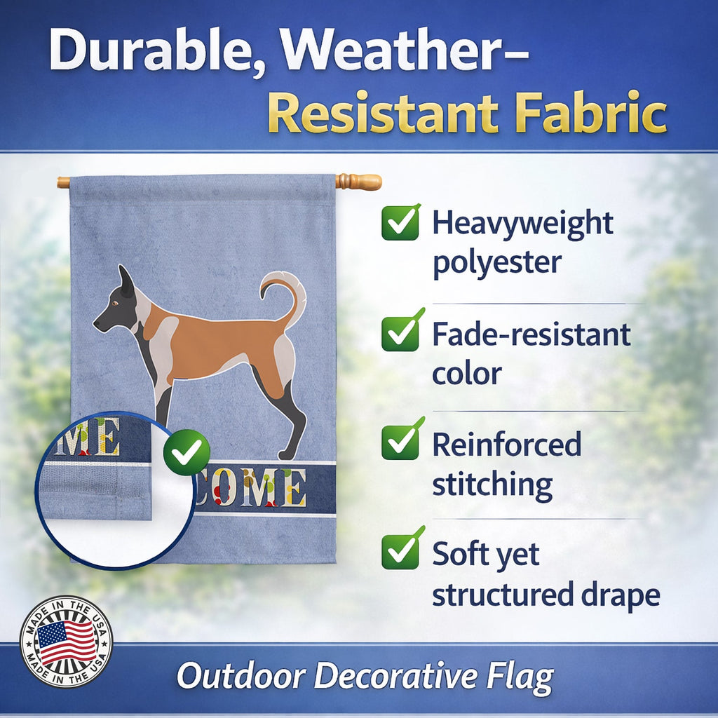 Belgian Malinois Welcome House Flag 28x40 Porch Sleeve Pole Decorative Outside Yard Banner Artwork Wall Hanging, Polyester