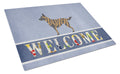 Dutch Shepherd Welcome Cutting Board Tempered Glass Kitchen Cutting Surface, Heat Resistant Chopping, Non-Slip Feet, Food Prep & Serving