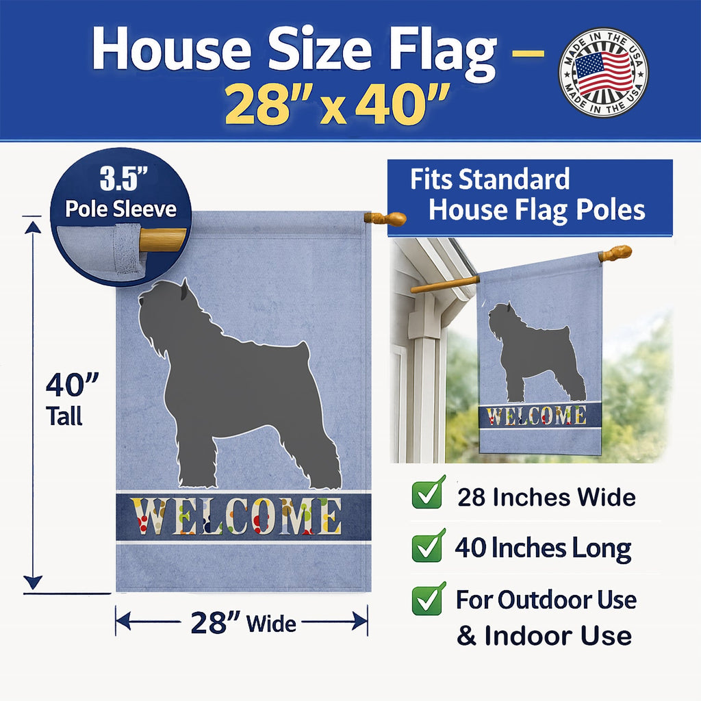 Bouvier des Flandres Welcome House Flag 28x40 Porch Sleeve Pole Decorative Outside Yard Banner Artwork Wall Hanging, Polyester
