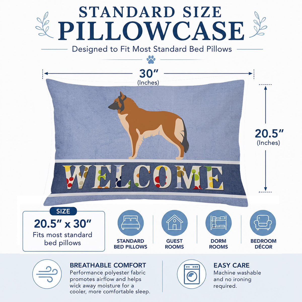 Belgian Tervuren Welcome Standard Pillowcase Lightweight Super Soft Easy Care Decorative Artwork Pillowcase, Standard
