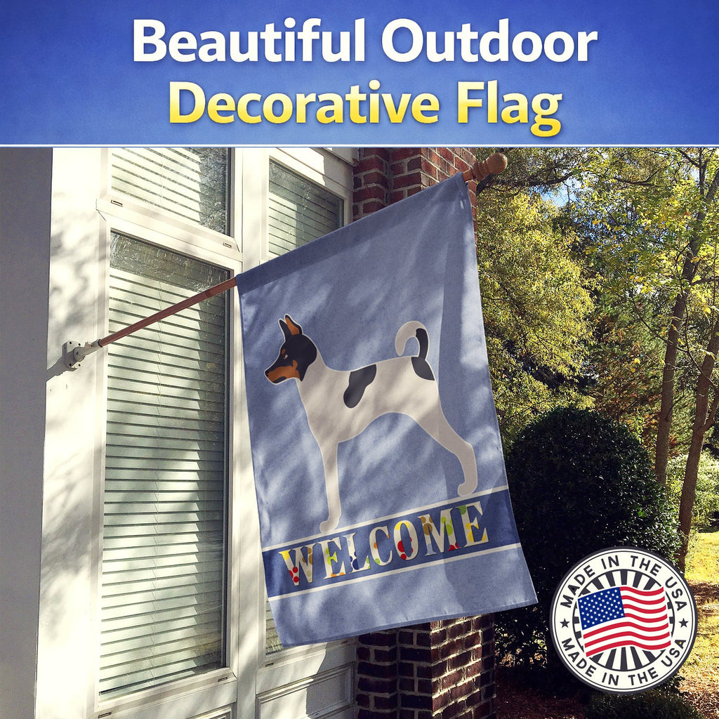 American Toy Fox Terrier Welcome House Flag 28x40 Porch Sleeve Pole Decorative Outside Yard Banner Artwork Wall Hanging, Polyester